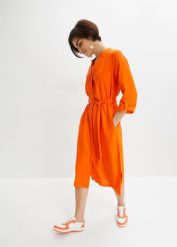 Sukienka z kieszeniami, z mieszanki wiskozy z lnem. Czarne sukienki damskie bonprix, bez wzorów, z wiskozy, bez kołnierzyka, bez ramiączek. Za 239.99 zł.