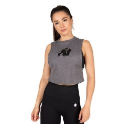 Top damski z opadającymi rękawami Gorilla Wear Addison. Szare topy damskie GORILLA WEAR, bez wzorów, sportowe, bez kołnierzyka, bez ramiączek. Za 152.00 zł.