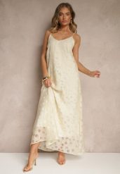 Beżowa Trapezowa Sukienka z Wiskozą na Ramiączkach Silarisse. Brązowe sukienki damskie Renee, na co dzień, bez wzorów, z wiskozy, eleganckie, bez kołnierzyka, bez ramiączek, maxi, dopasowane. Za 129.99 zł.