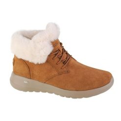 Buty zimowe damskie, Skechers On-The-Go Joy Lush. Brązowe obuwie trekkingowe damskie Skechers, bez zapięcia. Za 199.99 zł.