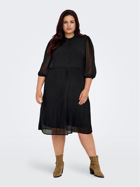 ONLY Carmakoma Sukienka codzienna Piona 15302029 Czarny Regular Fit. Czarne sukienki damskie Only Carmakoma, na co dzień, bez wzorów, z syntetyku, bez kołnierzyka, bez ramiączek, proste. Za 179.99 zł.