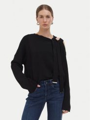 Liu Jo Sweter WF6396 MS99E Czarny Relaxed Fit. Czarne swetry nierozpinane damskie Liu Jo, xl, bez wzorów, z syntetyku, bez kołnierzyka, bez ramiączek. Za 649.99 zł.