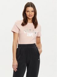 Guess T-Shirt V5RI06 I3Z14 Różowy Regular Fit. Czerwone t-shirty damskie Guess, xs, z aplikacjami, z bawełny, bez kołnierzyka, bez ramiączek. Za 89.99 zł.