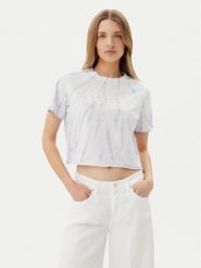 Guess T-Shirt V5GI19 I3Z14 Fioletowy Regular Fit. Fioletowe t-shirty damskie Guess, xxs, z aplikacjami, z bawełny, bez kołnierzyka, bez ramiączek. Za 109.99 zł.