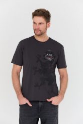 AERONAUTICA MILITARE Grafitowy t-shirt M.C. Szare t-shirty męskie Aeronautica Militare, l, bez wzorów, bez kołnierzyka, bez ramiączek. W wyprzedaży za 219.99 zł.