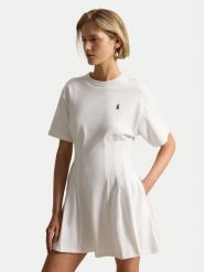 Polo Ralph Lauren Sukienka codzienna 211A96342002 Biały Slim Fit. Białe sukienki damskie Polo Ralph Lauren, na co dzień, s, bez wzorów, z bawełny, bez kołnierzyka, bez ramiączek, proste. Za 989.99 zł.