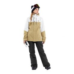 Kurtka snowboardowa damska Volcom Bolt Ins. Brązowe kurtki sportowe damskie Volcom, na zimę, s, bez wzorów, bez ramiączek, bez kaptura, narciarskie. Za 509.99 zł.