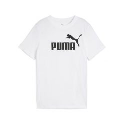 Młodzieżowa koszulka ESS z logo No. 1 PUMA. Biała bluzki damskie Puma, m, bez wzorów, z bawełny, klasyczne, bez kołnierzyka, bez ramiączek. Za 79.00 zł.