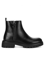 DeeZee Botki WS6116-12 Czarny. Czarne botki damskie DeeZee, bez wzorów, ze skóry, bez obcasa, na płaskiej podeszwie, bez zapięcia. Za 169.99 zł.