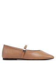 Calvin Klein Baleriny Ballerina New Buckle - Lth HW0HW02483 Brązowy. Brązowe balerinki damskie Calvin Klein, bez wzorów, ze skóry, bez obcasa, bez zapięcia. Za 319.99 zł.