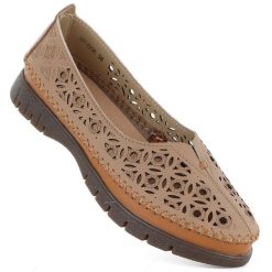 Skórzane półbuty damskie ażurowe brązowe Sergio Leone SP006. Brązowe półbuty damskie Sergio Leone, w ażurowe wzory, ze skóry, bez obcasa, bez zapięcia. Za 229.99 zł.