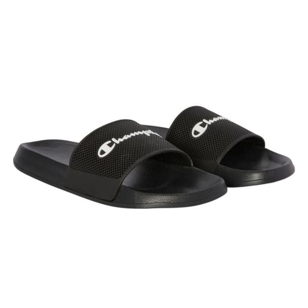 Klapki Damskie DTN21. Niebieskie klapki damskie Champion, bez wzorów, z materiału, z otwartym noskiem, bez obcasa, bez zapięcia. Za 125.99 zł.