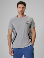 4F Koszulka piłkarska regular szybkoschnąca męska - szara M. Szare t-shirty męskie 4F, l, bez wzorów, z materiału, bez kołnierzyka, bez ramiączek. Za 129.99 zł.
