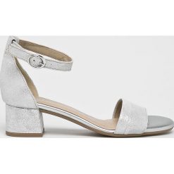 Tamaris - Sandały. Szare sandały damskie Tamaris, bez wzorów, z materiału, z okrągłym noskiem, bez obcasa, na obcasie, bez zapięcia. W wyprzedaży za 179.90 zł.