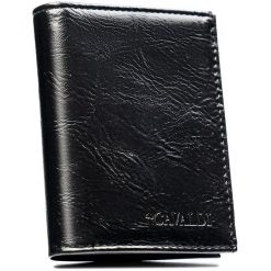 Pionowy, czarny portfel męski ze skóry ekologicznej bez zapięcia - 4U Cavaldi. Czarne portfele męskie 4U Cavaldi, bez wzorów, ze skóry ekologicznej. Za 24.99 zł.