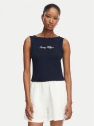Tommy Hilfiger Top Classic WW0WW50947 Granatowy Regular Fit. Niebieskie topy damskie Tommy Hilfiger, xl, bez wzorów, z bawełny, bez kołnierzyka, bez ramiączek. Za 169.99 zł.