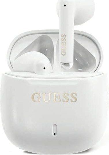 Słuchawki Guess Guess Bluetooth headphones GUTWSJ14ESGH TWS + docking station white/white Printed Classic Logo. Białe słuchawki bezprzewodowe Guess. Za 128.66 zł.