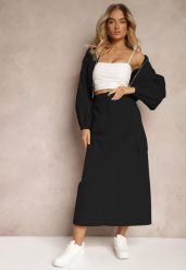 Czarny Casualowy Komplet 2-Częściowy Rozpinana Bluza i Spódnica z Kieszeniami na Klapy Lennira. Czarne bluzy damskie Renee, l, bez wzorów, eleganckie, bez ramiączek, bez kaptura. Za 139.99 zł.