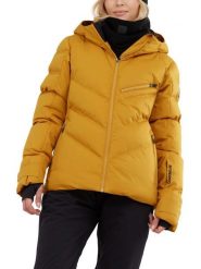 Damska kurtka narciarska Fundango Elyra Padded. Brązowe kurtki sportowe damskie FUNDANGO, na zimę, l, bez wzorów, z materiału, bez ramiączek, bez kaptura, narciarskie. Za 499.00 zł.
