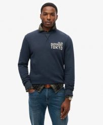 Superdry Bluza Workwear Applique z bawełny – ECLIPSE NAVY. Niebieskie bluzy damskie Superdry, s, z aplikacjami, z bawełny, bez ramiączek, bez kaptura. Za 289.60 zł.