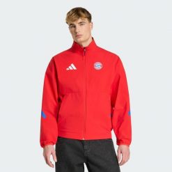 Kurtka FC Bayern Z.N.E. Anthem. Czerwone kurtki męskie Adidas, xl, bez wzorów, z dresówki, sportowe, bez kaptura. Za 479.00 zł.