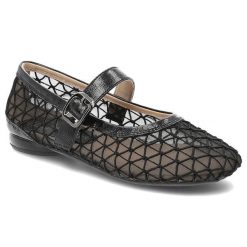 Baleriny damskie Filippo, cholewka z materiału tekstylnego siateczkowego z wykończeniem ze skóry naturalnej licowej na płaskiej podeszwie, czarne, DP. Czarne balerinki damskie Filippo, bez wzorów, ze skóry, bez obcasa, na płaskiej podeszwie, bez zapięcia. Za 144.90 zł.
