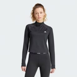 Bluza Train Essentials Minimal Branding 1/4-Zip. Czarne bluzy damskie Adidas, s, bez wzorów, z dzianiny, klasyczne, bez ramiączek, bez kaptura. Za 217.30 zł.