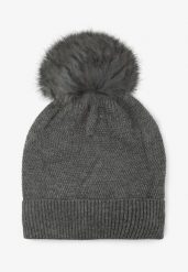 Ciemnoszara Czapka z Kaszmirem i Bawełną Windy Time. Szare czapki damskie Born2be, na zimę, bez wzorów, z bawełny. Za 49.99 zł.