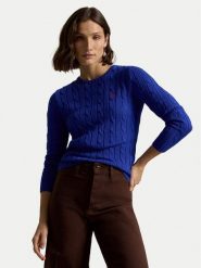 Polo Ralph Lauren Sweter 211971869012 Niebieski Slim Fit. Niebieskie swetry nierozpinane damskie Polo Ralph Lauren, xs, bez wzorów, z bawełny, bez kołnierzyka, bez ramiączek. Za 949.99 zł.