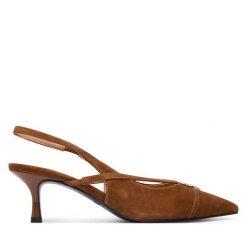 Czółenka LOVE MOSCHINO. Brązowe czółenka damskie Love Moschino, bez wzorów, bez obcasa, bez zapięcia. Za 1,059.00 zł.