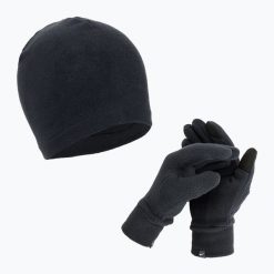 Zestaw czapka + rękawiczki damskie Nike Fleece. Czarne czapki damskie Nike, bez wzorów, sportowe. Za 129.99 zł.