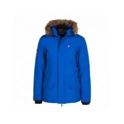 Parka Peak Mountain Capeak. Niebieskie parki męskie Peak Mountain, na zimę, l, bez wzorów, z futra, bez kołnierzyka, bez kaptura. Za 336.50 zł.