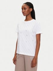 Guess T-Shirt V5GI16 I3Z14 Biały Regular Fit. Białe t-shirty damskie Guess, s, z aplikacjami, z bawełny, bez kołnierzyka, bez ramiączek. Za 169.99 zł.