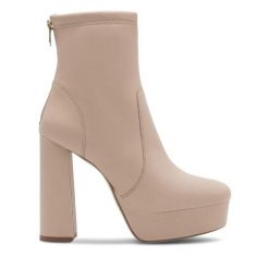 Botki Eva Minge. Brązowe botki damskie Eva Minge, bez wzorów, bez obcasa, na słupku, bez zapięcia. Za 274.99 zł.