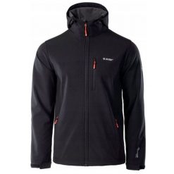 Kurtka męska Softshell Hi-Tec Caen - czarno-pomarańczowa, Rozmiar M. Brązowe kurtki męskie Hi-tec, m, bez wzorów, z polaru, bez kaptura, trekkingowe. Za 184.99 zł.