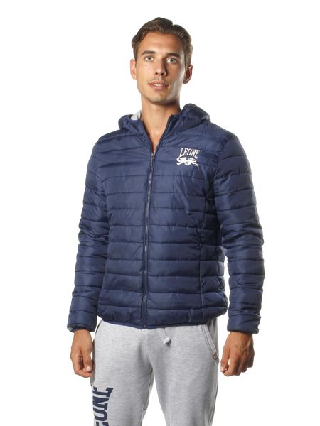 Kurtka męska z kapturem Leone 1947 Apparel. Niebieskie kurtki męskie LEONE 1947 APPAREL, m, bez wzorów, z puchu, z kapturem. Za 189.41 zł.