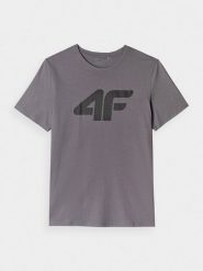4F T-shirt regular z nadrukiem męski - szary M. Szare t-shirty męskie 4F, m, bez wzorów, z bawełny, bez kołnierzyka, bez ramiączek. Za 59.99 zł.