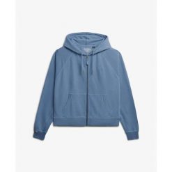 Damska bluza z kapturem zapinana na zamek Superdry Studios. Niebieskie bluzy damskie Superdry, bez wzorów, bez ramiączek, z kapturem. Za 349.55 zł.