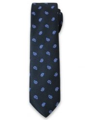 Elegancki Krawat Męski w Niebieski Wzór Paisley -6cm- Alties, Ciemny Niebieski. Niebieskie krawaty i muchy Alties, bez wzorów, z tkaniny, eleganckie. Za 49.00 zł.