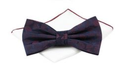 Mucha z Poszetką Chattier ZESTAW - Granatowa, Motyw Kwiatowy. Niebieskie krawaty i muchy Chattier, bez wzorów, z poliesteru, eleganckie. Za 59.00 zł.