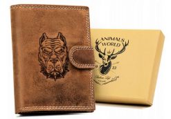 Portfel skórzany Always Wild N4L-CHM-DOG-2 brązowy. Brązowe portfele męskie Always Wild, bez wzorów, z nubiku. Za 50.00 zł.