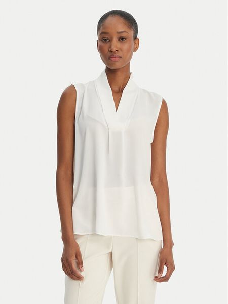 Rinascimento Bluzka CFC0128623003 Biały Regular Fit. Białe bluzki damskie Rinascimento, xs, bez wzorów, z syntetyku, bez kołnierzyka, bez ramiączek. Za 122.99 zł.