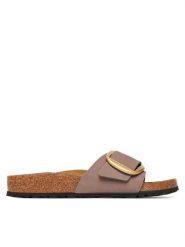 Birkenstock Klapki Madrid Big Buckle 1030517 Różowy. Czerwone klapki damskie Birkenstock, bez wzorów, z nubiku, bez obcasa, bez zapięcia. Za 539.99 zł.