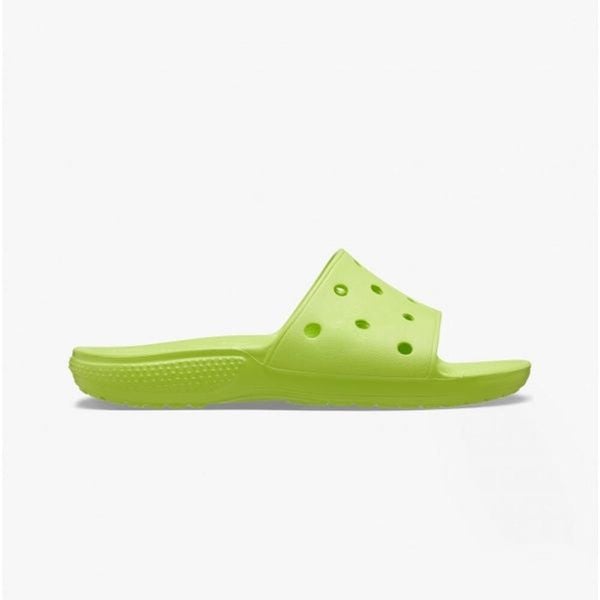 Klapki basenowe Crocs Classic Slide. Zielone klapki damskie Crocs, bez wzorów, sportowe, bez obcasa, bez zapięcia. Za 132.00 zł.