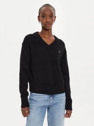Calvin Klein Jeans Sweter Embro Badge J20J224632 Czarny Regular Fit. Czarne swetry nierozpinane damskie Calvin Klein Jeans, xs, bez wzorów, z bawełny, bez kołnierzyka, bez ramiączek. W wyprzedaży za 269.99 zł.