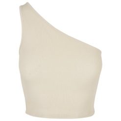 Damski krótki tank top Urban Classics Asymmetric GT. Brązowe topy damskie Urban Classics, bez wzorów, z asymetrycznym kołnierzem, bez ramiączek. Za 90.00 zł.