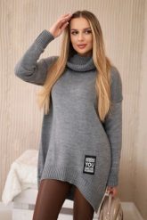 Sweter z golfem szary. Szare swetry nierozpinane damskie KESI, l, bez wzorów, z elastanu, klasyczne, bez kołnierzyka, plus size, bez ramiączek. Za 175.65 zł.