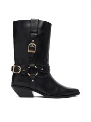 Badura Kowbojki EO-CELINE-121862 Czarny. Czarne botki damskie Badura, bez wzorów, ze skóry, bez obcasa, na słupku, bez zapięcia. Za 359.99 zł.