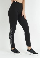 Czarne Legginsy z Nadrukiem i Gumką w Pasie Kamrii. Czarne legginsy damskie Born2be, bez wzorów, z bawełny. Za 14.99 zł.