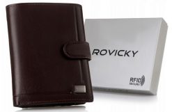 Portfel skórzany Rovicky PC-104L-BAR brązowy. Brązowe portfele męskie ROVICKY, bez wzorów, ze skóry. Za 75.99 zł.